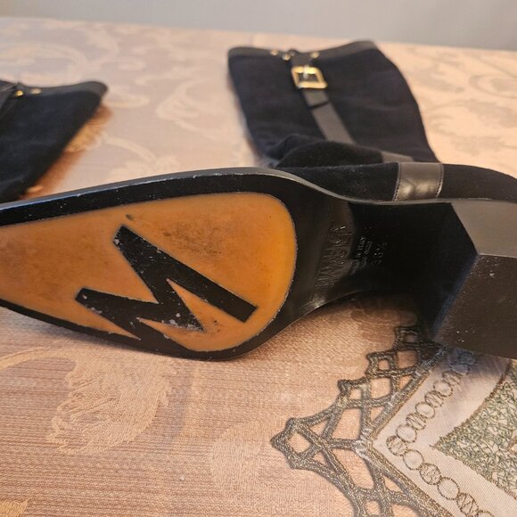 Monica Magli Leather Black Riding Boots - Picture 6 of 16